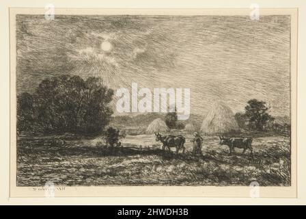 Clair de lune à Valmondois (chiaro di luna in Valmondois). Artista: Charles-Francis Daubigny, francese, 1817–1878 Foto Stock