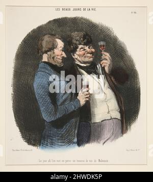 Le jour ou l’on met en perce un tonneau de vin de malvoisie, da Les Beaux Jours de la vie. Artista: Honoré Daumier, francese, 1808–1879 Foto Stock
