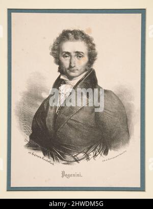 Ritratto di Niccolò Paganini. Artista: Henri-Gérard Fontallard, francese, ca. 1798–1843 Foto Stock