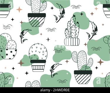 Modello senza cuciture con cactus Illustrazione Vettoriale