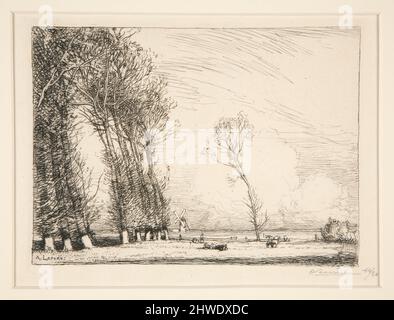 Rideau des peupliers (Vandea) (cortina di Poplars [Vendee]). Artista: Auguste Lepère, francese, 1849–1918 Foto Stock