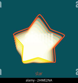 Stella astratta con contorno giallo e arancione sottile su sfondo blu sherpa. Emblema vettoriale lineare Illustrazione Vettoriale