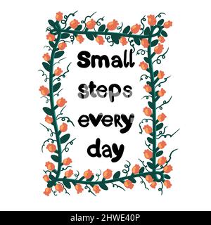 Testo messaggio fiori bacche cornice per adesivi e carte e riviste e poster, giornali e slogan Foto Stock