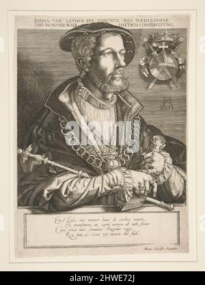 Jan Beuckelszoon (Jan van Leyden). Artista: Jan Harmensz. Muller, olandese, 1571–1628After: Heinrich Algraverer, Germania, 1502–1555/61 Foto Stock