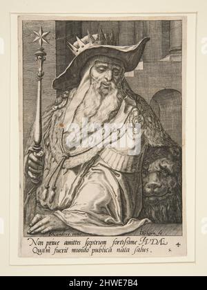 Giuda, dei dodici figli di Giacobbe, insieme di 12 stampe dopo van Mander. Incisore: Jacques de Gheyn II, olandese, 1565–1629After: Karel van Mander III, olandese, 1608-1670 Foto Stock