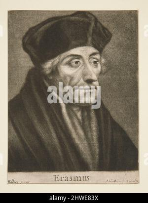 Erasmus di Rotterdam. Artista: Abraham Blooteling, olandese, 1640–1690After: Hans Holbein the Younger, tedesco, 1497/98–1543 Foto Stock