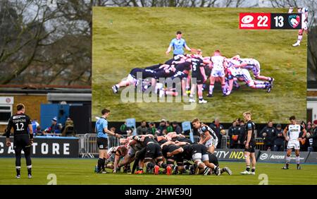 Londra, Regno Unito. 05th Mar 2022. Le squadre si mischia quando il punteggio raggiunge i 22-13 nella seconda metà durante la partita di rugby Gallagher Premiership tra Saracens e Leicester Tigers allo StoneX Stadium di Londra, Inghilterra, il 5 marzo 2022. Foto di Phil Hutchinson. Solo per uso editoriale, licenza richiesta per uso commerciale. Nessun utilizzo nelle scommesse, nei giochi o nelle pubblicazioni di un singolo club/campionato/giocatore. Credit: UK Sports Pics Ltd/Alamy Live News Foto Stock