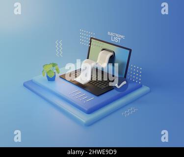 Le fatture dell'elenco elettrico provengono da 3D notebook di rendering. Foto Stock
