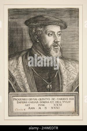 Carlo V (1500-1558). Artista: Barthel Beham, tedesco, 1502–1540 Foto Stock