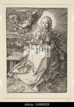 La Vergine e il Bambino coronati da un Angelo. Artista: Albrecht Dürer, tedesco, 1471–1528 Foto Stock