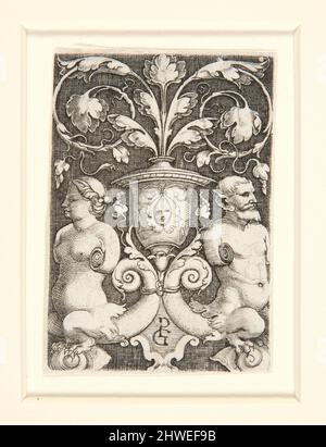 Vaso ornamentale con due figure. Artista: Georg Pencz, tedesco, ca. 1500–1550 Foto Stock