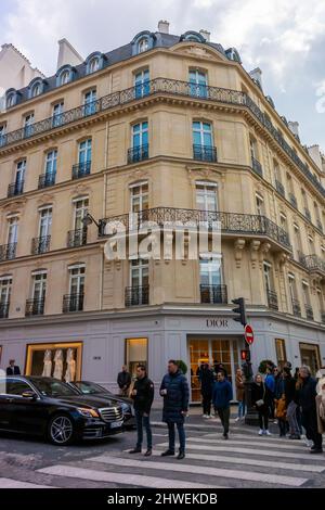 Parigi, Francia, Christian Dior, edificio, negozio di lusso, Negozi fronts, dior 30 avenue montaigne, View, on Street Front Foto Stock