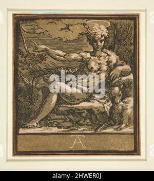 San Giovanni Battista nella natura selvaggia. Taglialegno: Antonio da Trento, italiano, 1508–1550After: Parmigianino, italiano, 1503–1540 Foto Stock