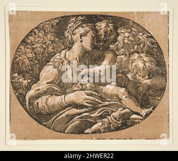 La Vergine col Bambino con San Giovanni Battista. Taglialegno: Antonio da Trento, italiano, 1508–1550After: Parmigianino, italiano, 1503–1540 Foto Stock