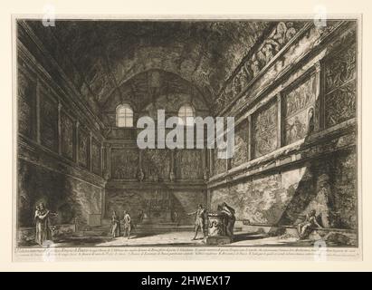 Veduta interna dell’antico Tempio di Bacco (veduta interna dell’antico Tempio di Bacco), da vedute di Roma. Artista: Giovanni Battista Piranesi, italiano, 1720–1778 Foto Stock