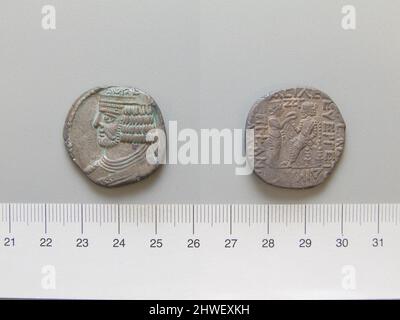 Tetradrachm di Vologases i, re Parthiano di Partia. Regnante: Vologases i, re di Parthia, regnò 51–78, morì 78 Mint: Parthia artista: Sconosciuto Foto Stock