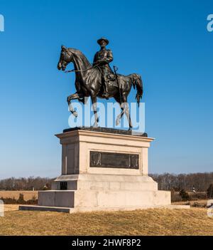 Il principale monumento generale John Fulton Reynolds a Chambersburg Pike presso il Gettysburg National Military Park a Gettysburg, Pennsylvania, USA Foto Stock