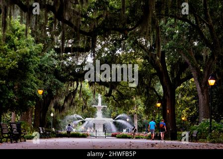 Forsyth park a Savannah, Georgia. Foto Stock