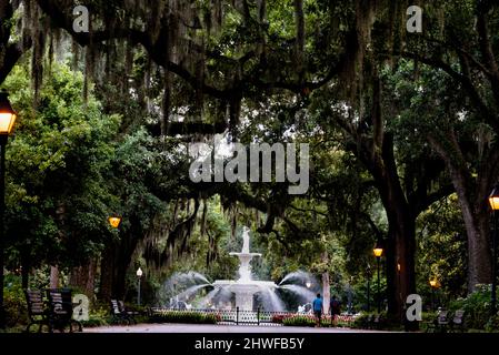 Forsyth park a Savannah, Georgia. Foto Stock