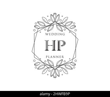 HP sigla lettera matrimonio monogramma collezione loghi, disegnati a mano moderno minimalista e modelli floreali per biglietti d'invito, Salva la data, elegante Illustrazione Vettoriale