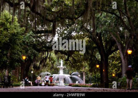 Forsyth park a Savannah, Georgia. Foto Stock