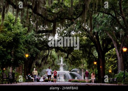 Forsyth park a Savannah, Georgia. Foto Stock