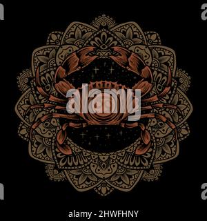 illustrazione vettore crab cancro zodiaco simbolo Illustrazione Vettoriale