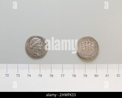 Denarius da Roma. Mint: Roma artista: Sconosciuto Magistrato: M. Iunius Brutus Foto Stock