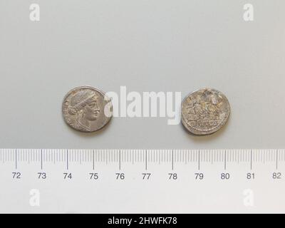 Denarius da Roma. Mint: Roma artista: Sconosciuto Magistrato: M. Iunius Brutus Foto Stock