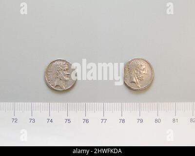 Denarius da Roma. Mint: Roma artista: Sconosciuto Magistrato: M. Iunius Brutus Foto Stock