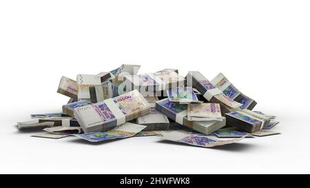 3D stack di 10000 note CFA dell'Africa occidentale isolate su sfondo bianco Foto Stock
