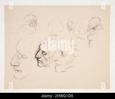 Foglio di studi di una singola faccia. Artista: Edwin Austin Abbey, americano, 1852–1911, M.A. (HON.) 1897 Foto Stock