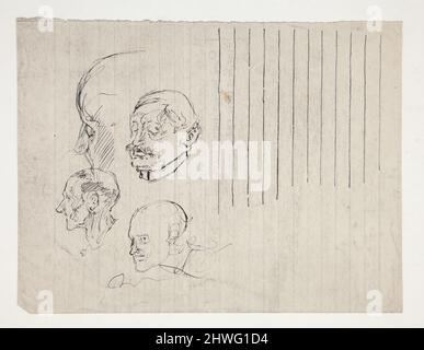 Foglio di studi delle facce. Artista: Edwin Austin Abbey, americano, 1852–1911, M.A. (HON.) 1897 Foto Stock