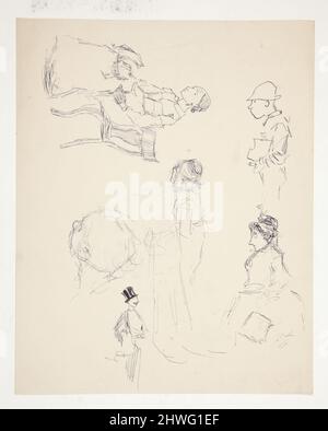 Foglio di studi di figura. Artista: Edwin Austin Abbey, americano, 1852–1911, M.A. (HON.) 1897 Foto Stock