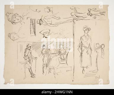 Foglio di studi di figura. Artista: Edwin Austin Abbey, americano, 1852–1911, M.A. (HON.) 1897 Foto Stock