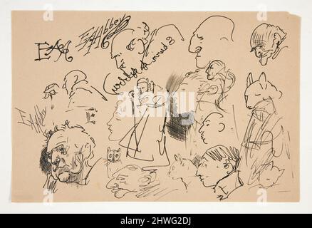 Foglio di schizzi di teste. Artista: Edwin Austin Abbey, americano, 1852–1911, M.A. (HON.) 1897 Foto Stock
