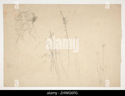 Foglio di studi: Giovane; fiori selvatici. Artista: Edwin Austin Abbey, americano, 1852–1911, M.A. (HON.) 1897 Foto Stock
