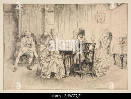 Scena da pranzo - illustrazione per le Signore di San Giacomo di Austin Dobson. Artista: Edwin Austin Abbey, americano, 1852–1911, M.A. (HON.) 1897 Foto Stock