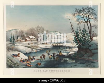 Scene invernali Americane./ mattina. Artista: Nathaniel Currier, americano, 1813–1888After: Frances Flora Bond Palmer, americano, 1812–1876 Foto Stock