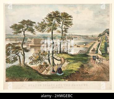Staten Island e Narrows, da Fort Hamilton. Litografo: Currier & Ives, americano, attivo 1834–1907After: Frances Flora Bond Palmer, americano, 1812–1876 Foto Stock