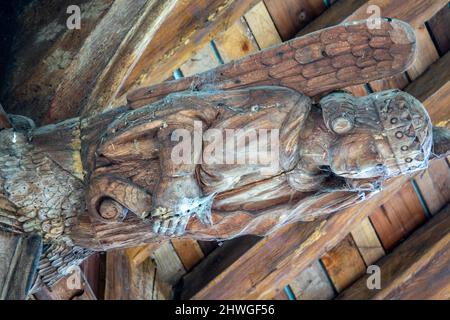 Grandi angeli nel tetto a travi di martello. Holme Hale chiesa Norfolk Foto Stock