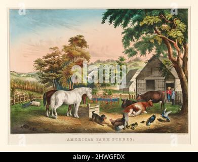 Scene American Farm./ No. 3. Artista: Nathaniel Currier, americano, 1813–1888After: Frances Flora Bond Palmer, americano, 1812–1876 Foto Stock