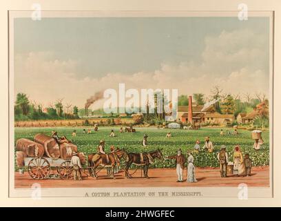 Una piantagione di cotone sul Mississippi. Artista: Currier & Ives, americano, attivo 1834–1907After: William Aiken Walker, americano, 1838–1921 Foto Stock