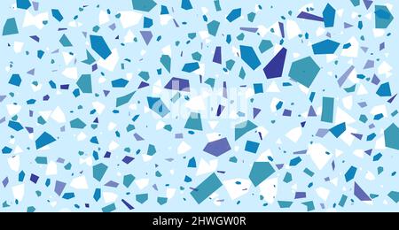 Terrazzo veneziano frammenti di pietra senza giunture in colore blu bianco menta. Moderno minimalistico pavimento piastrella astratto sfondo vettore illustrazione Illustrazione Vettoriale