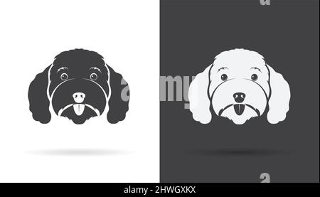 Immagine vettoriale del viso del cuccioli di cane su sfondo bianco e sfondo nero. Illustrazione vettoriale a livelli facilmente modificabile. Illustrazione Vettoriale