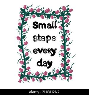 Testo messaggio fiori bacche cornice per adesivi e carte e riviste e poster, giornali e slogan Foto Stock