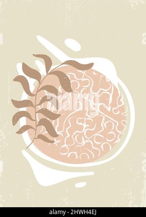 Astratto sfondi estetici contemporanei con forme geometriche di equilibrio, pianta Illustrazione Vettoriale