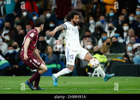 Marcelo Vieira da Silva del Real Madrid durante il campionato spagnolo la Liga partita di calcio tra Real Madrid e Real Sociedad il 5 marzo 2022 allo stadio Santiago Bernabeu di Madrid, Spagna - Foto: Oscar Barroso/DPPI/LiveMedia Foto Stock