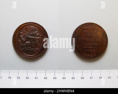 5 sols Token della Rivoluzione Francese. Mint: Paris artista: Sconosciuto Foto Stock