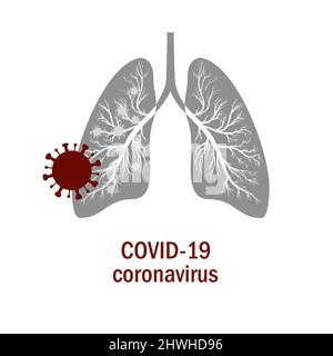 Illustrazioni concetto coronavirus COVID-19 simbolo del virus. Polmoni umani. Coronavirus nei polmoni. Illustrazione Vettoriale